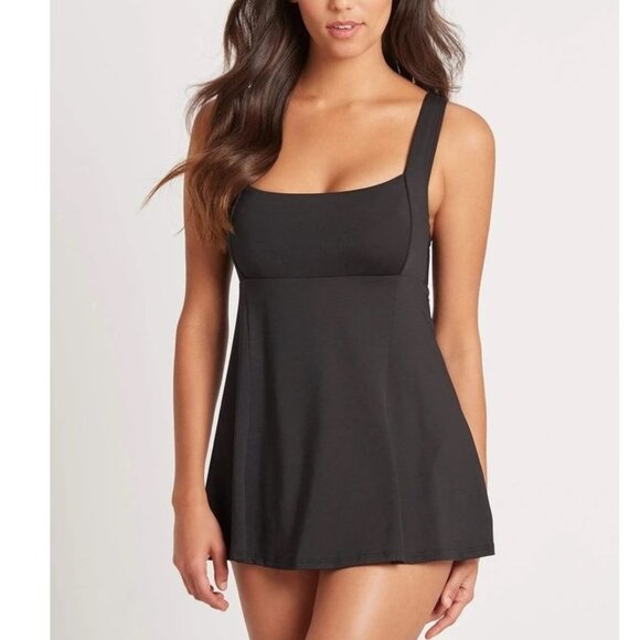 💥 SEA LEVEL Essentials Black Square Neck Swim Dress
